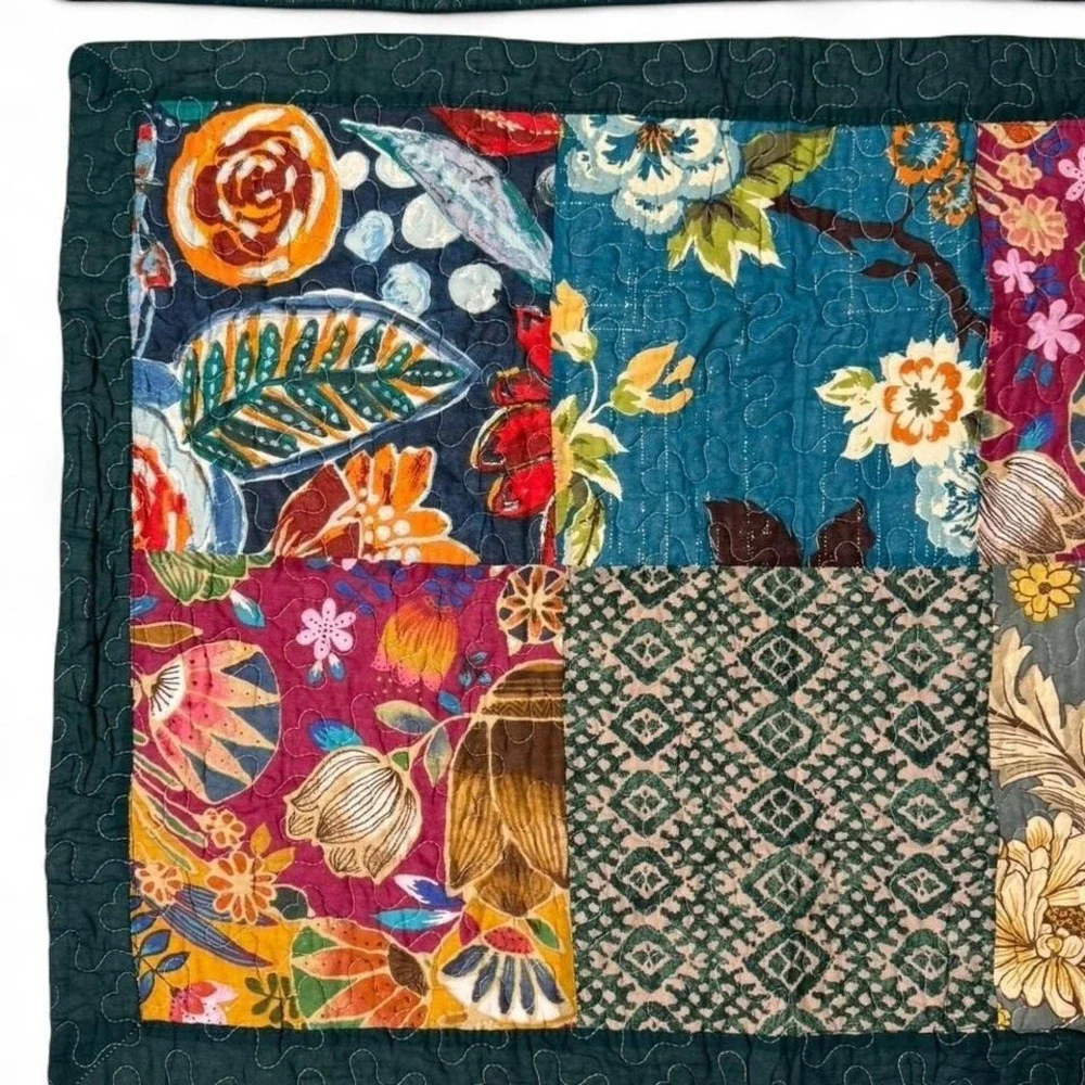 King Size Quilted Pillow‎ Shams with a boho vibe floral patterns